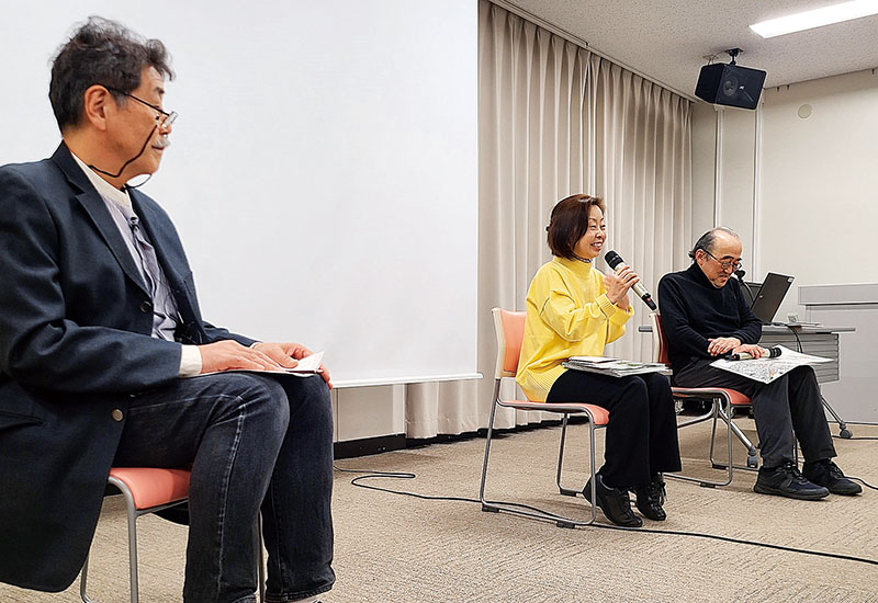 トークを繰り広げた（左から）山海隆弘さん、島田有美子さん、青山恭之さん＝18日、さいたま市浦和区の埼玉会館