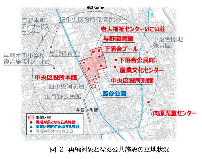 再編対象となる公共施設の立地状況（さいたま市提供）