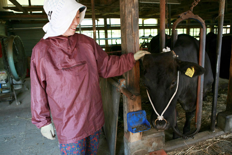 「牛も悲しいときは涙を流すのよ」と信子さん＝福島県飯舘村（古居監督提供）