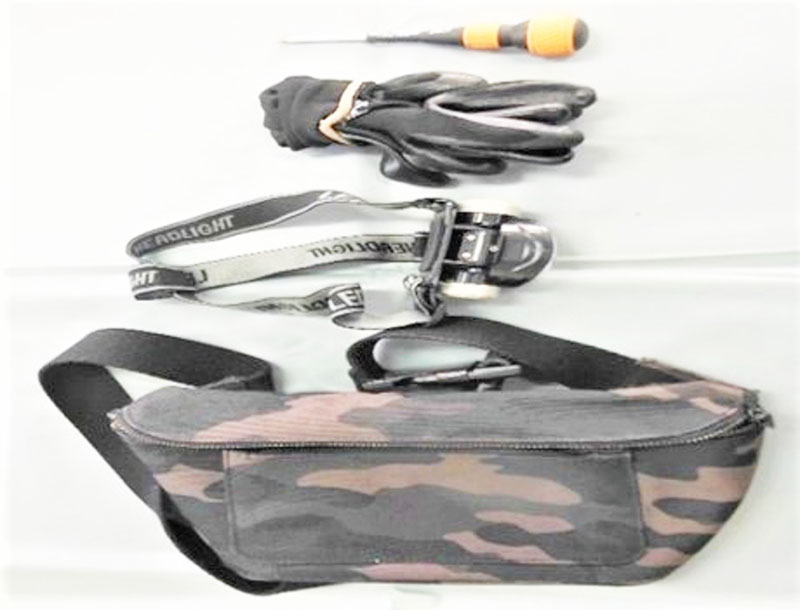 ポーチやドライバーなどの犯行用具（埼玉県警提供）