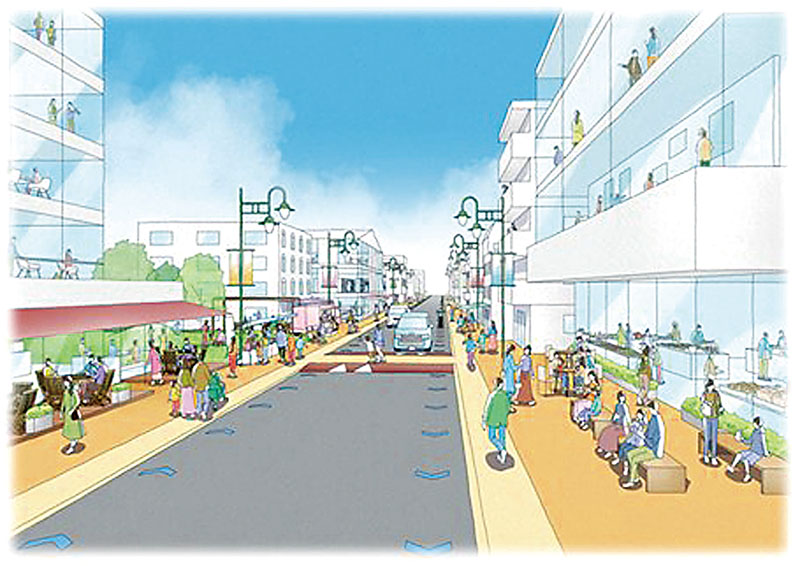 歩きやすい環境を整備した鶴ケ島駅通りのイメージ（鶴ケ島市提供）