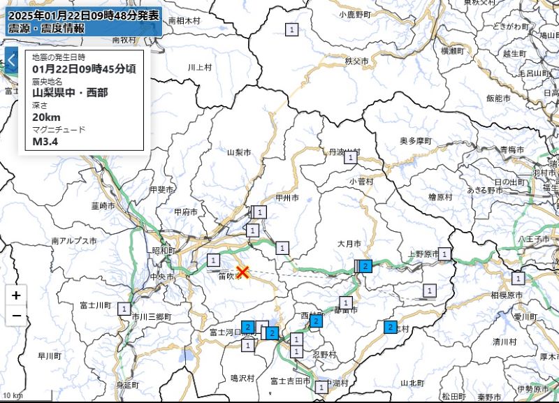 各地の詳細な震度分布（気象庁HPから）