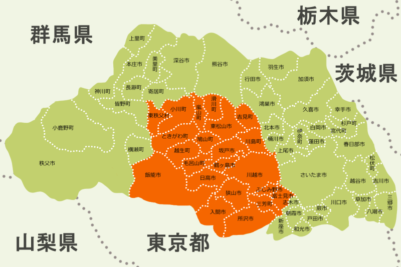 【地図】西部教育事務所－市名入り