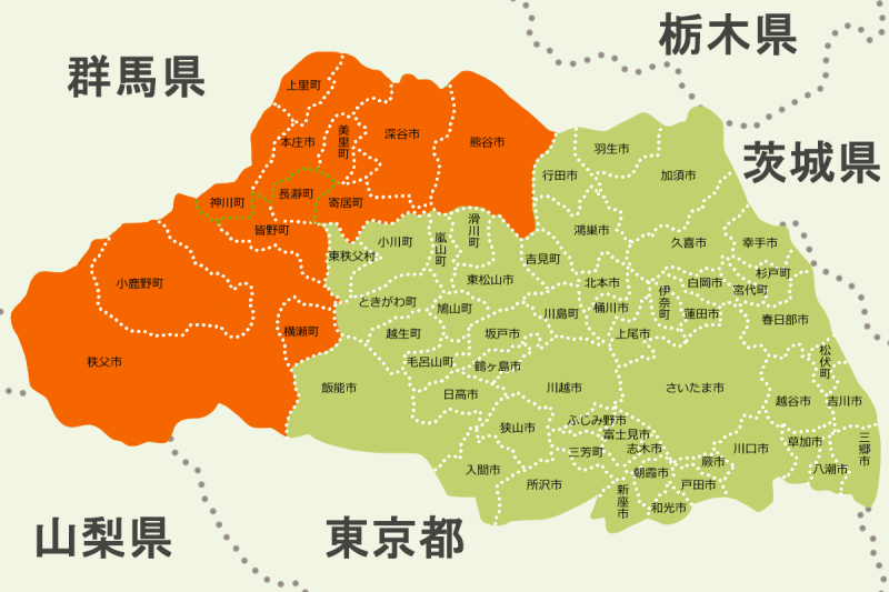 【地図】北部教育事務所－市名入り