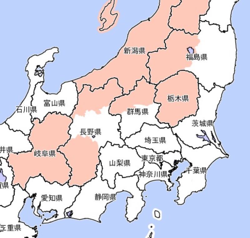 大雪の早期注意情報（警報級の可能性）が発表されているエリア（気象庁HPから）