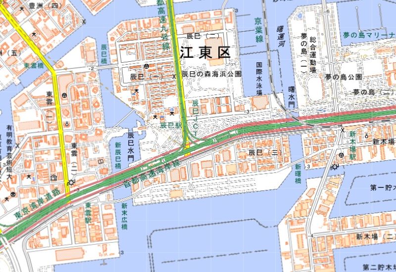 辰巳駅の位置（国土地理院HPから）