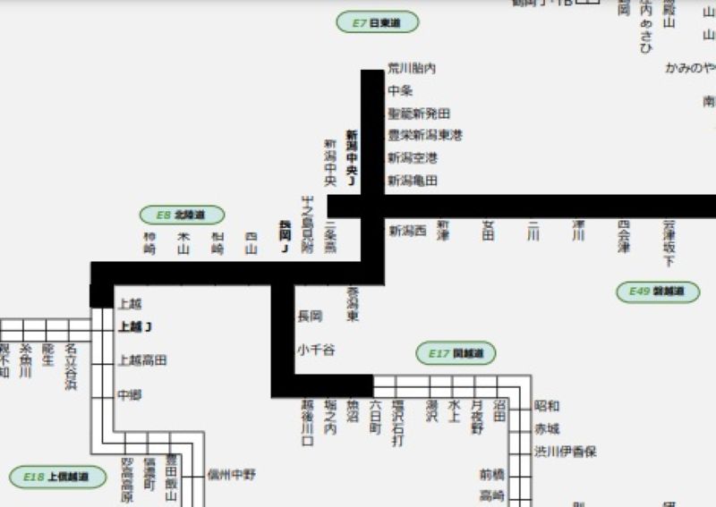 通行止め区間の簡略図（NEXCO東日本発表より）