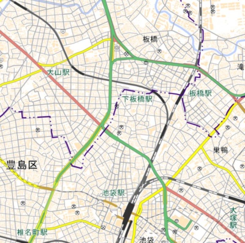 大山駅―下板橋駅間（国土地理院HPから）