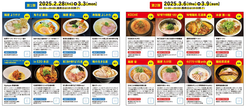 ラーメンフェス出店一覧（チラシより抜粋）