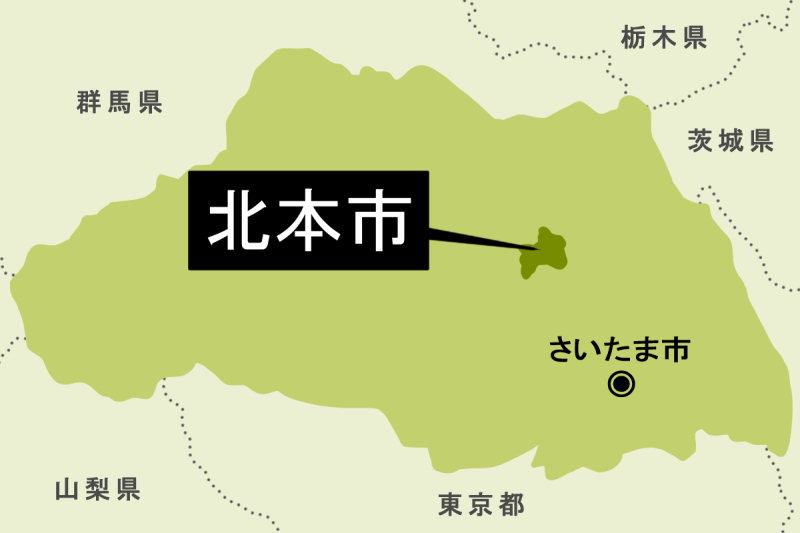 【地図】北本市（背景薄緑）