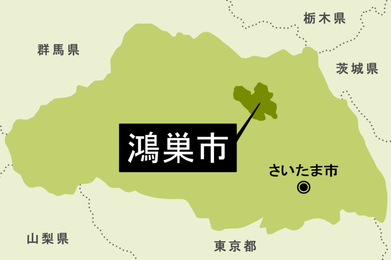 【地図】鴻巣市（背景薄緑）