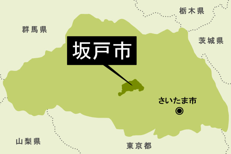 【地図】坂戸市（背景薄緑）