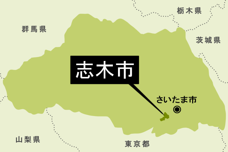 【地図】志木市（背景薄緑）