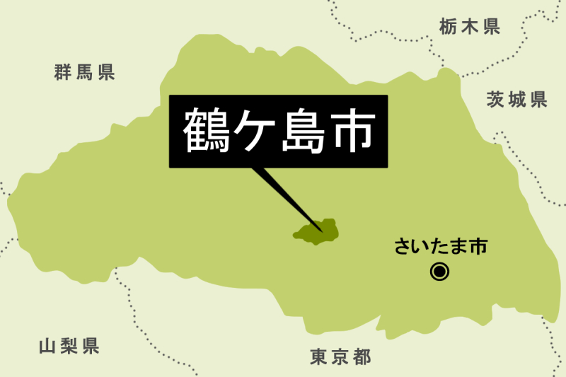 【地図】鶴ケ島市（背景薄緑）