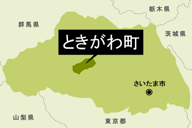 【地図】ときがわ町（背景薄緑）