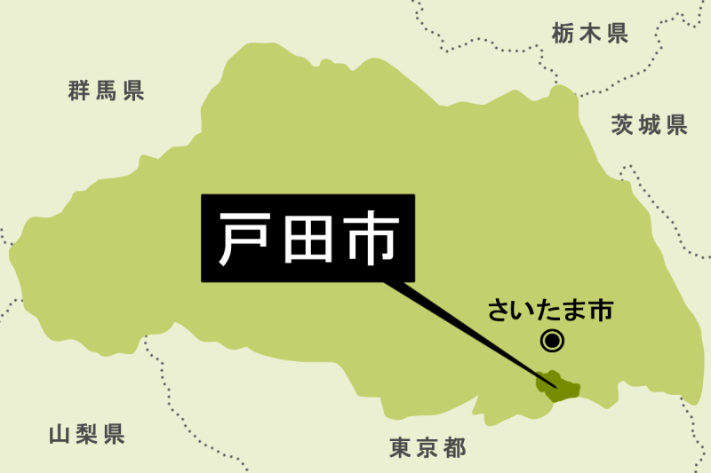 【地図】戸田市（背景薄緑）