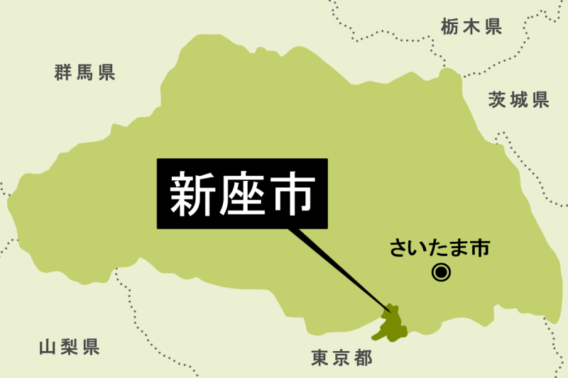 【地図】新座市（背景薄緑）