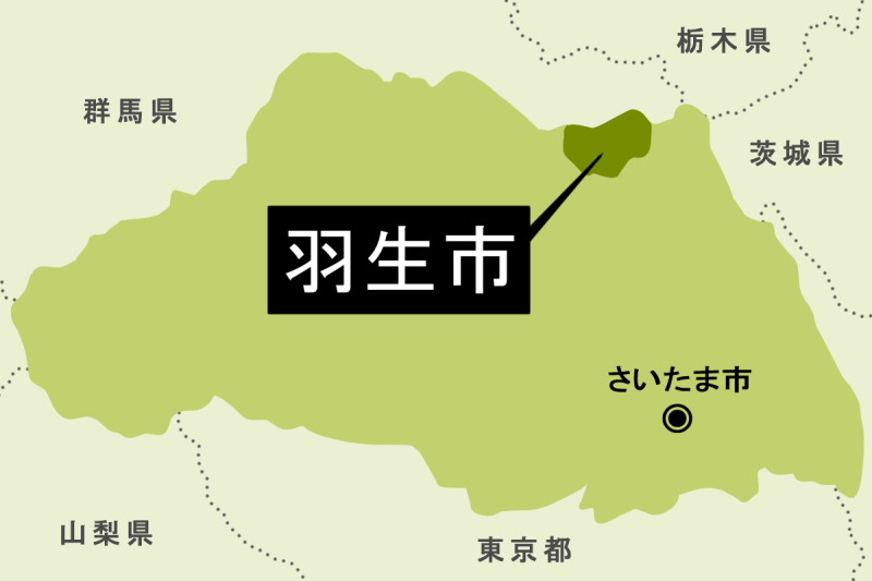 【地図】羽生市（背景薄緑）