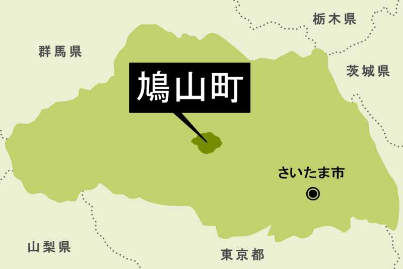【地図】鳩山町（背景薄緑）