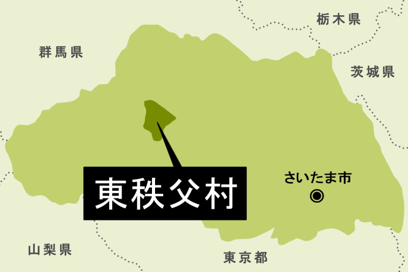 【地図】東秩父村（背景薄緑）