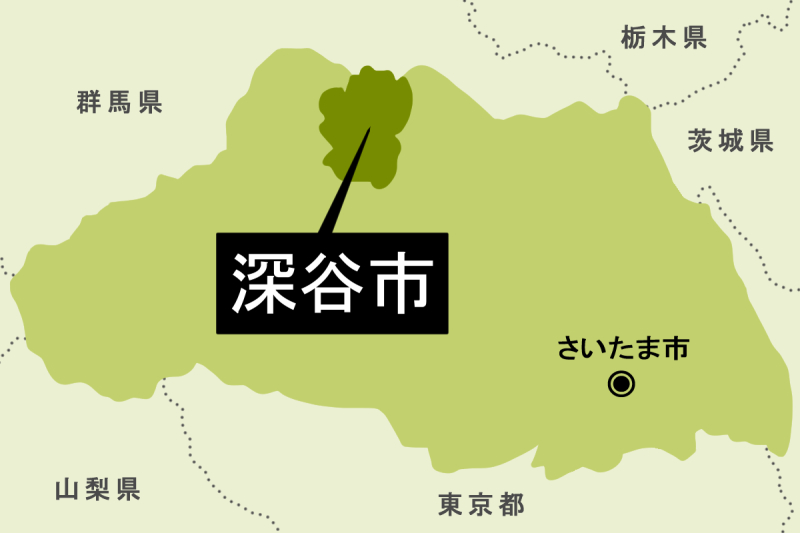 【地図】深谷市（背景薄緑）