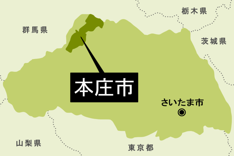 【地図】本庄市（背景薄緑）