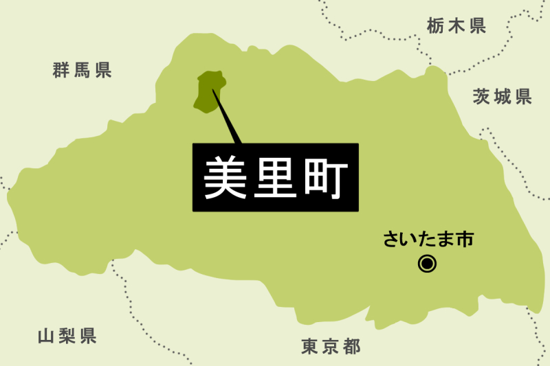 【地図】美里町（背景薄緑）