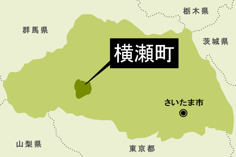 【地図】横瀬町（背景薄緑）