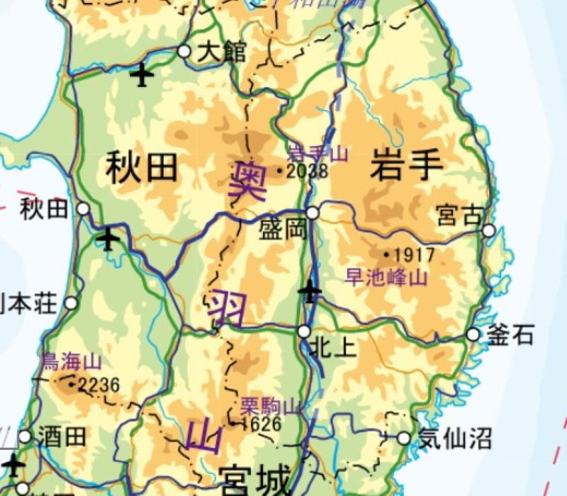 盛岡駅の位置（地図の中心付近）＝国土地理院HPから