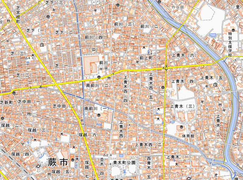 埼玉県川口市南前川2丁目の周辺（国土地理院HPより）