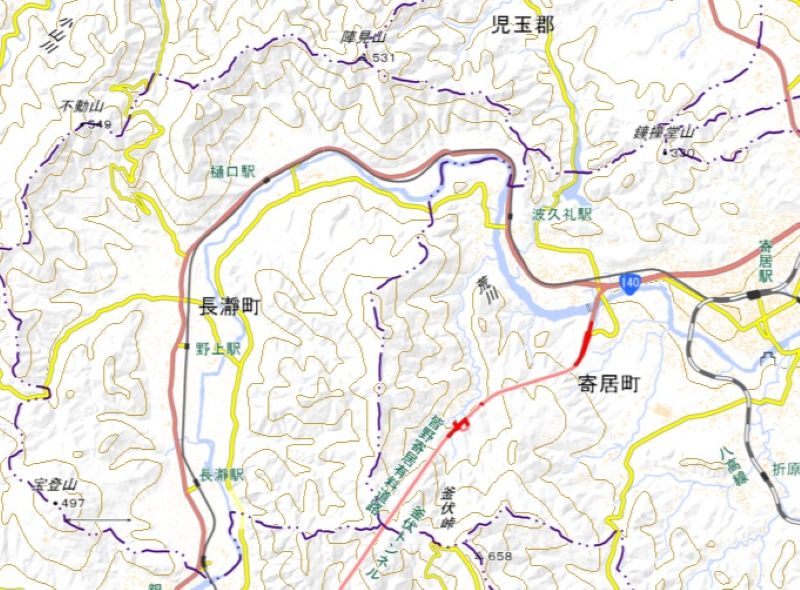 野上駅の位置（地図の左側）＝国土地理院HPから