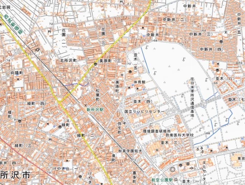 停電が発生している地域の周辺図＝国土地理院HPから
