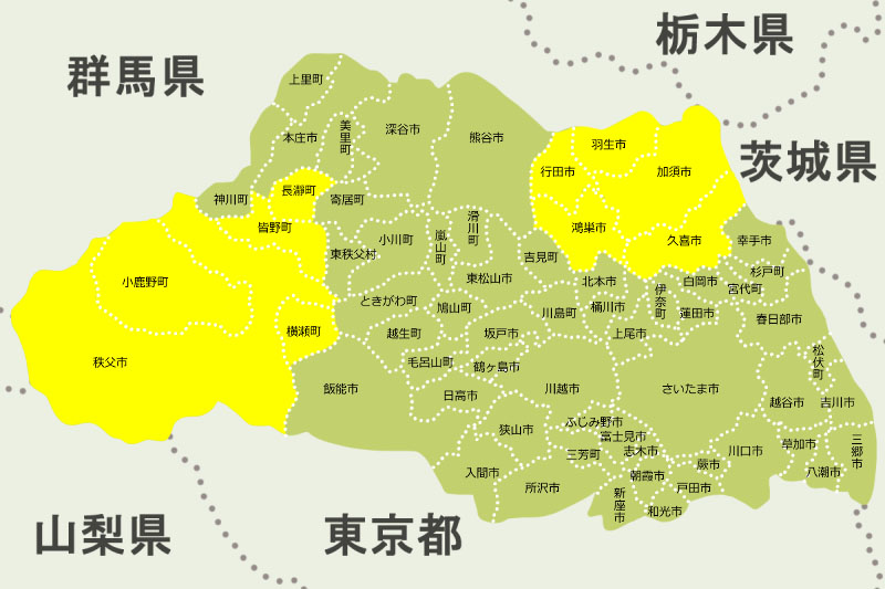 大雨注意報が発表されている北東部・秩父地方