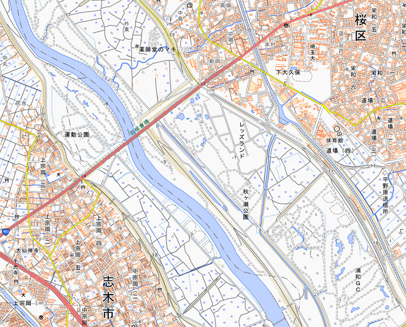 さいたま市桜区下大久保の周辺（国土地理院HPより）