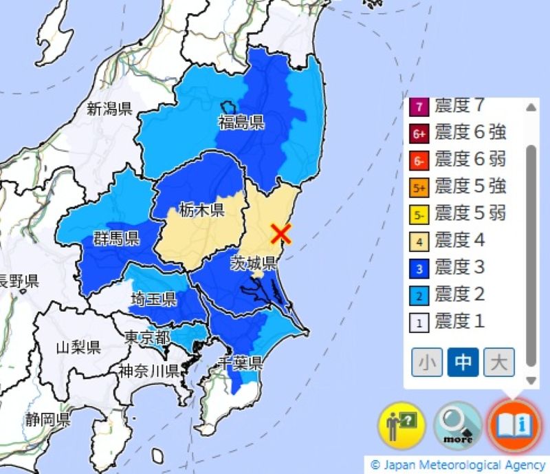 各地の震度（気象庁HPから）