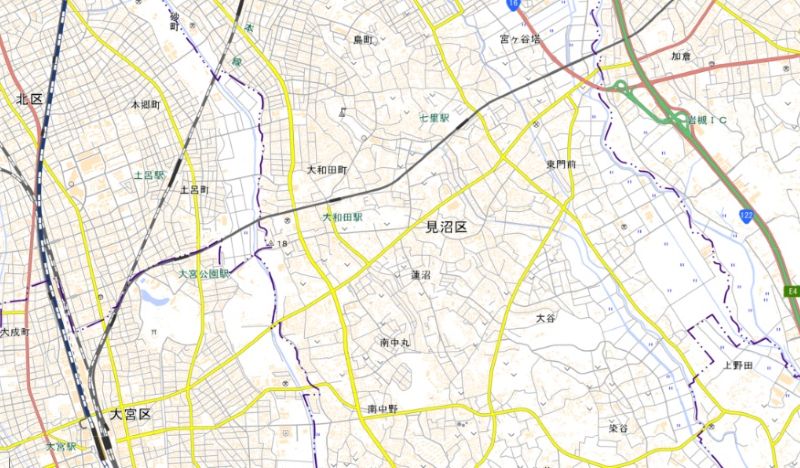 さいたま市見沼区蓮沼の位置（図の中心付近）＝国土地理院HPから