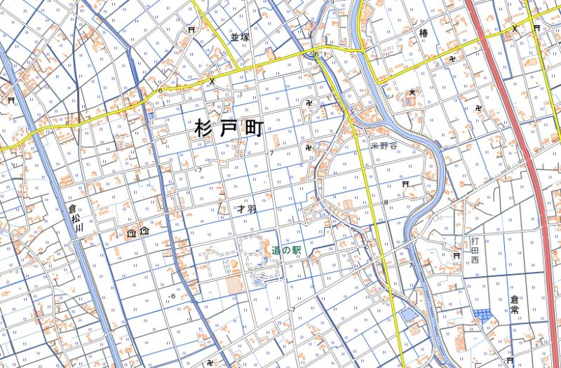 杉戸町才羽の位置（地図の中心付近）＝国土地理院HPから