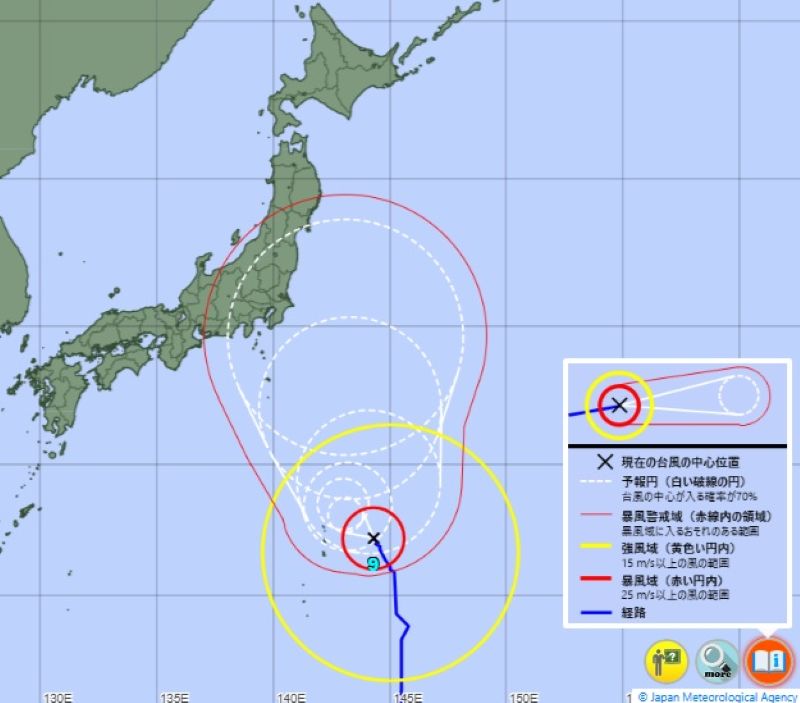 台風9号の進路予想図（28日午後7時発表、気象庁HPから）