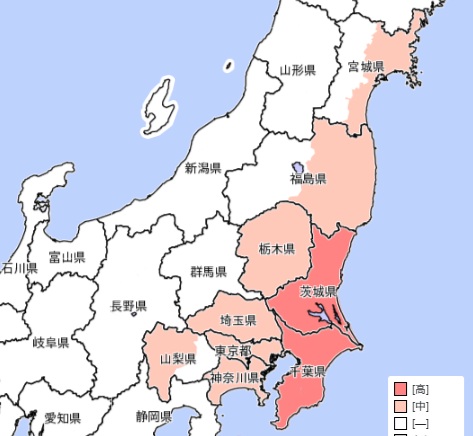 1～2日に大雨警報が出る可能性のあるエリア（31日午後5時、気象庁HPから）