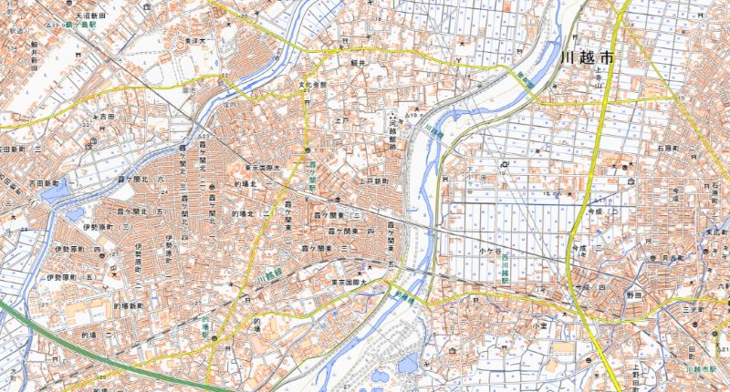 霞ケ関駅の位置（図の中心付近）＝国土地理院HPから