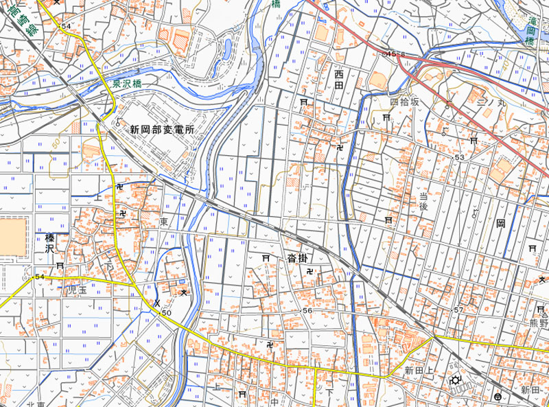 深谷市沓掛の周辺（国土地理院HPより）