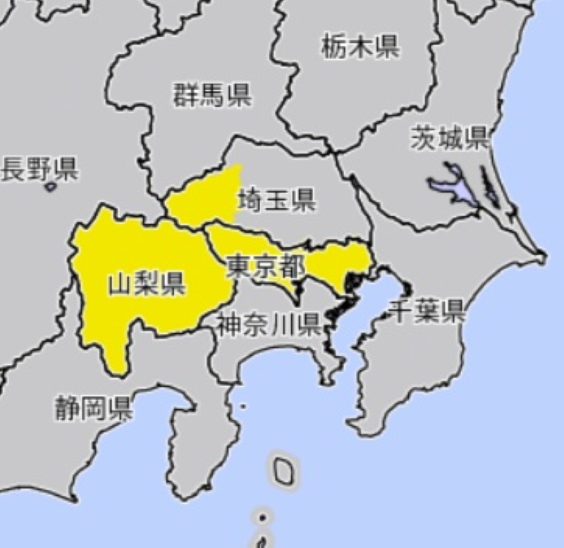 雷注意報が発表されているエリア（29日午前7時51分、気象庁HPから）