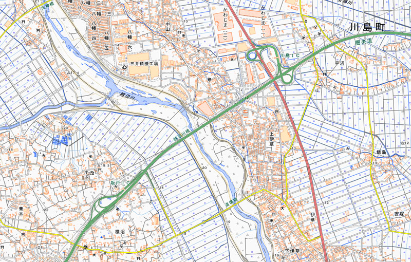 坂戸市青木から川島町飯島の周辺（国土地理院HPより）