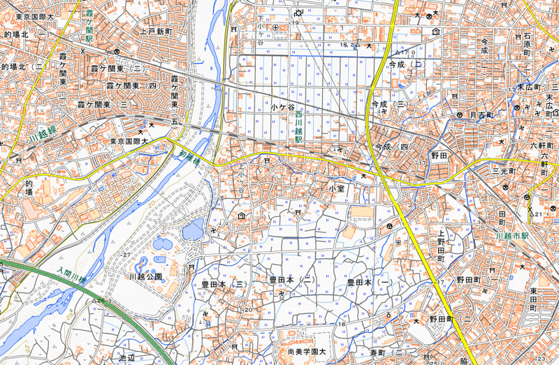 川越市小室の周辺（国土地理院HPより）