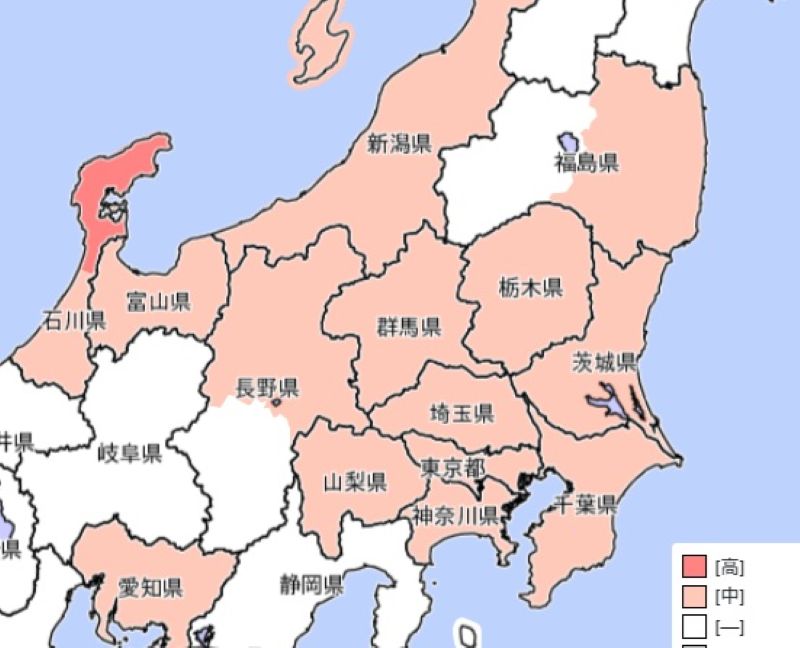 10日に大雨警報・注意報が出る可能性のあるエリア（気象庁HPから）