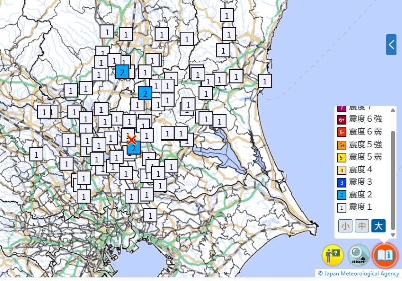 各地の震度（10日午後4時30分、気象庁HPから）