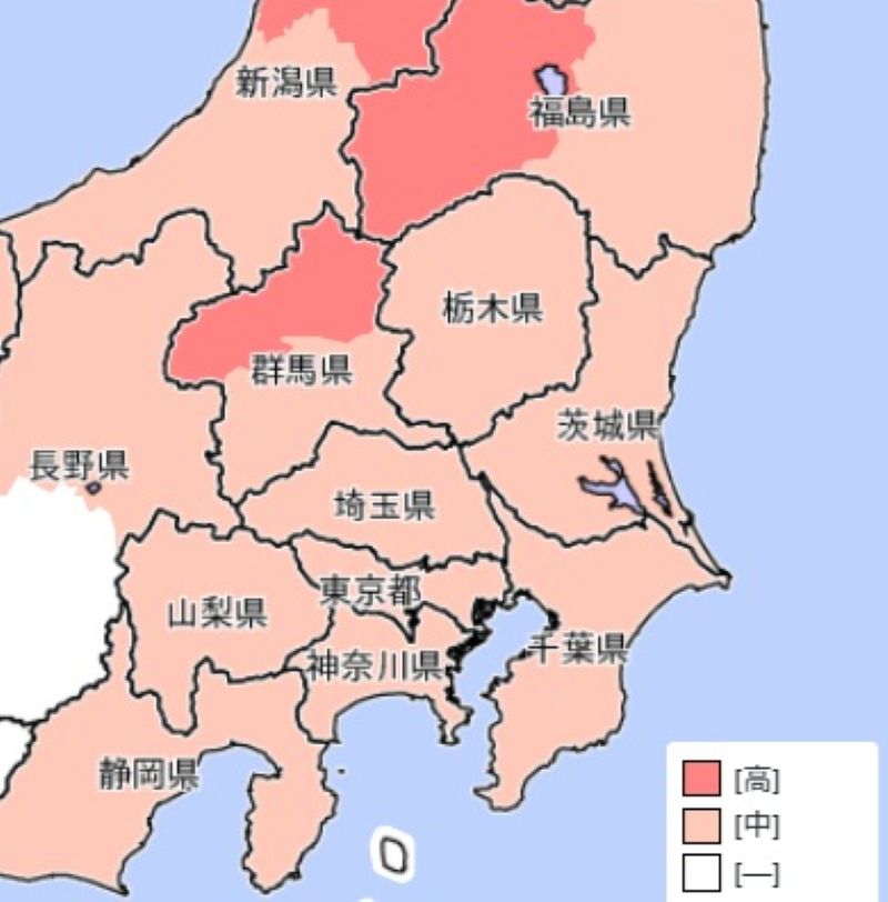 11日に大雨警報・注意報が出る可能性のあるエリア（気象庁HPから）