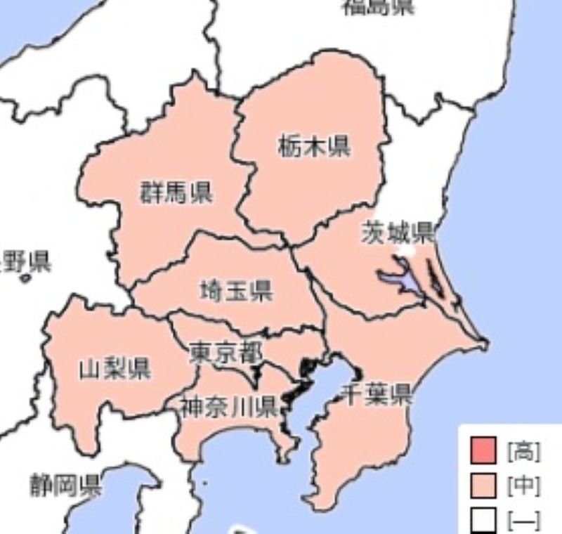 15日に大雨警報・注意報が出る可能性のあるエリア（早期注意情報、気象庁HPから）