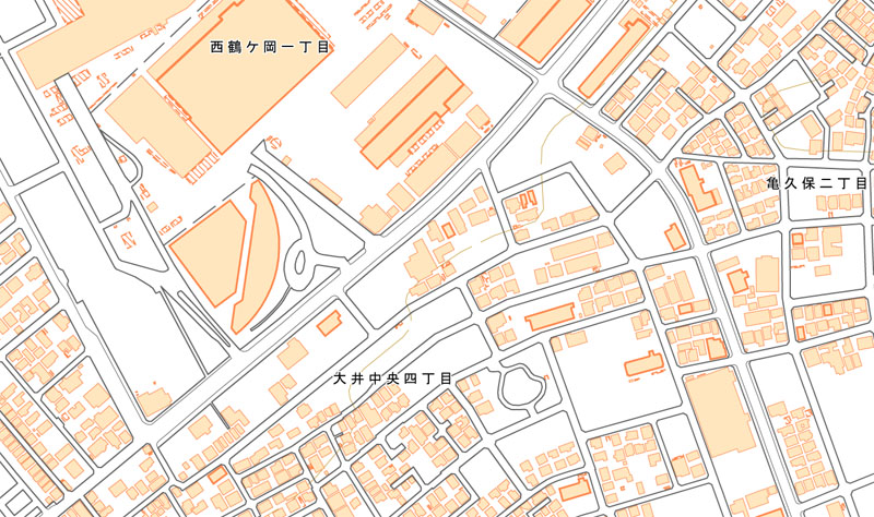 ふじみ野市大井中央4丁目の周辺（国土地理院HPより）