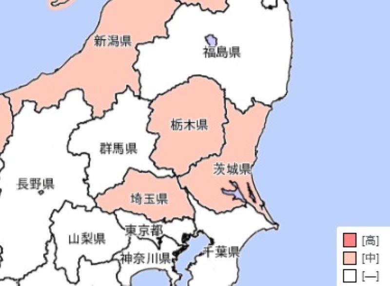 17日に大雨警報・注意報が出る可能性があるエリア（気象庁HPから）